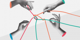 Hände knüpfen ein Netz